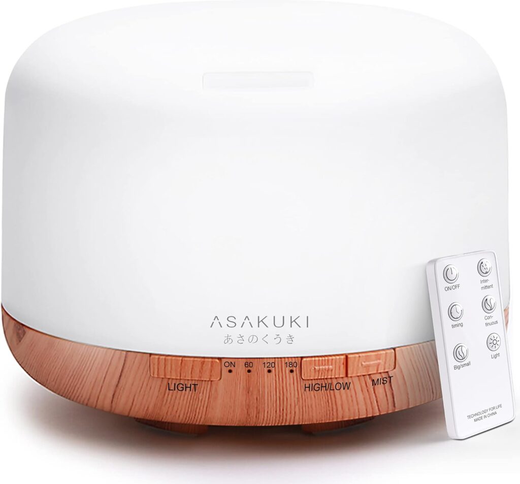 Asakuki essential oil diffuser for a sleep friendly bedroom
