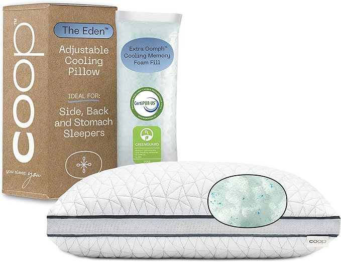 coop Home Goods Eden Adjustable Pillow cooling front sleeper pillow
