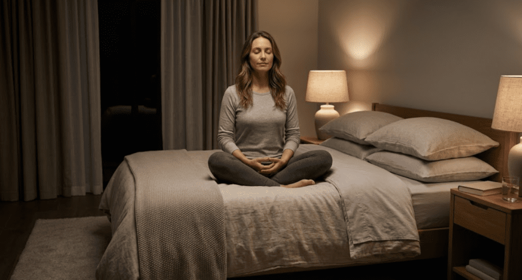 Meditating and journaling before bed