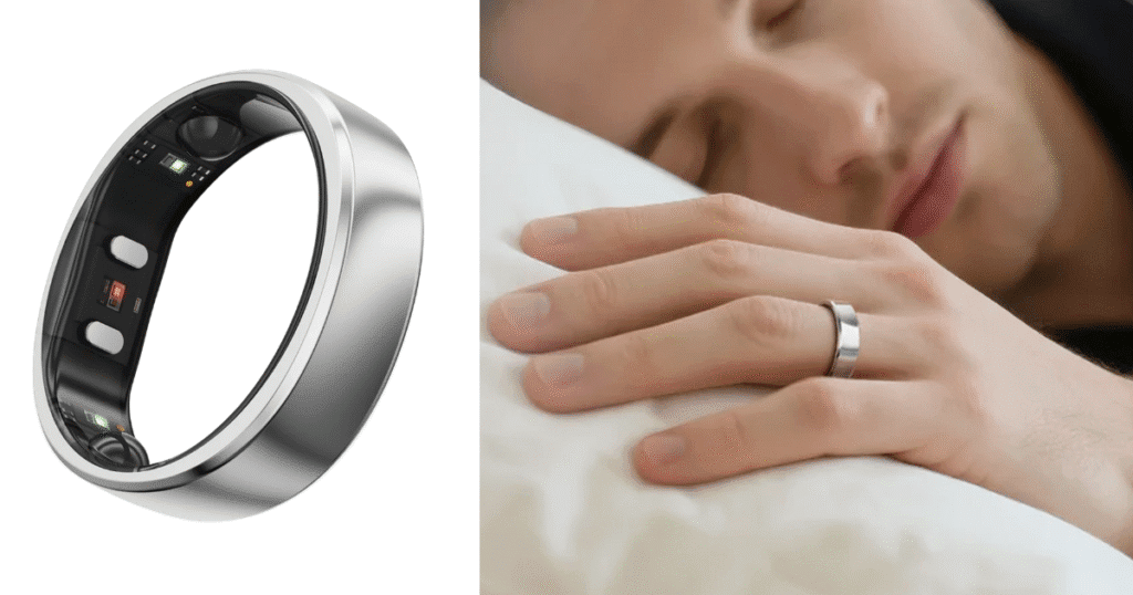RingConn Gen 2 sleep-tracking ring in silver, worn while sleeping