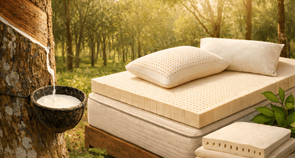 Natural latex bedding in serene forest