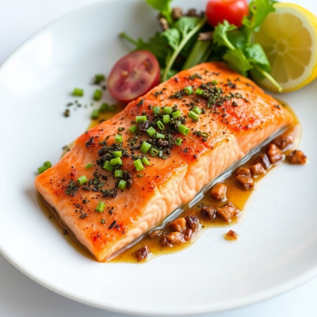 Baked Salmon for Omega-3s Baked Salmon containing omega-3 fatty acids