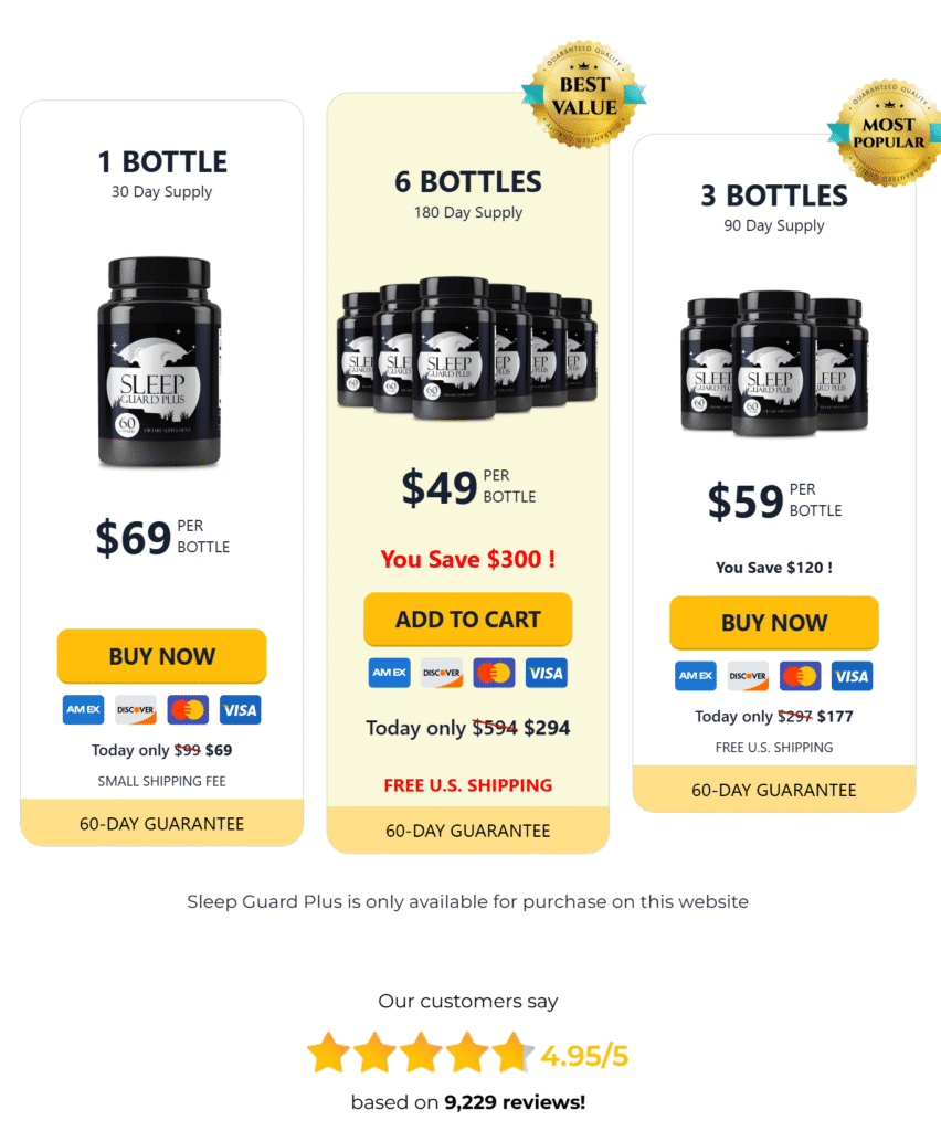 sleep guard plus sleep supplement bottles pricing options