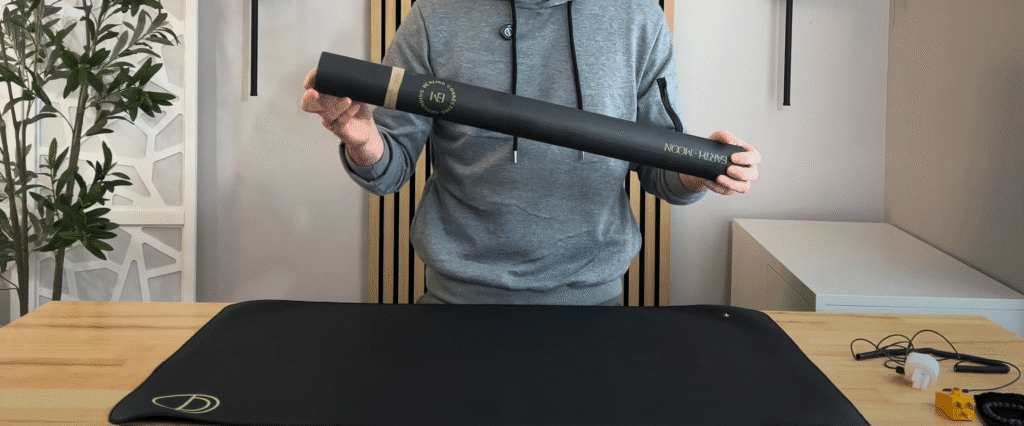 demonstrating an earth and moon grounding mat for grounding