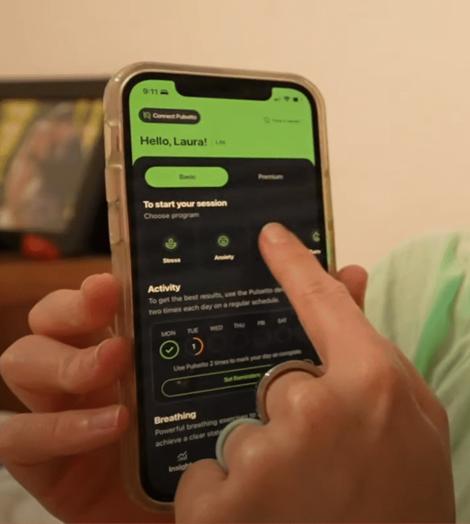Pulsetto app interface and 5 free programs - sleep, stress, anxiety, burnout and pain management