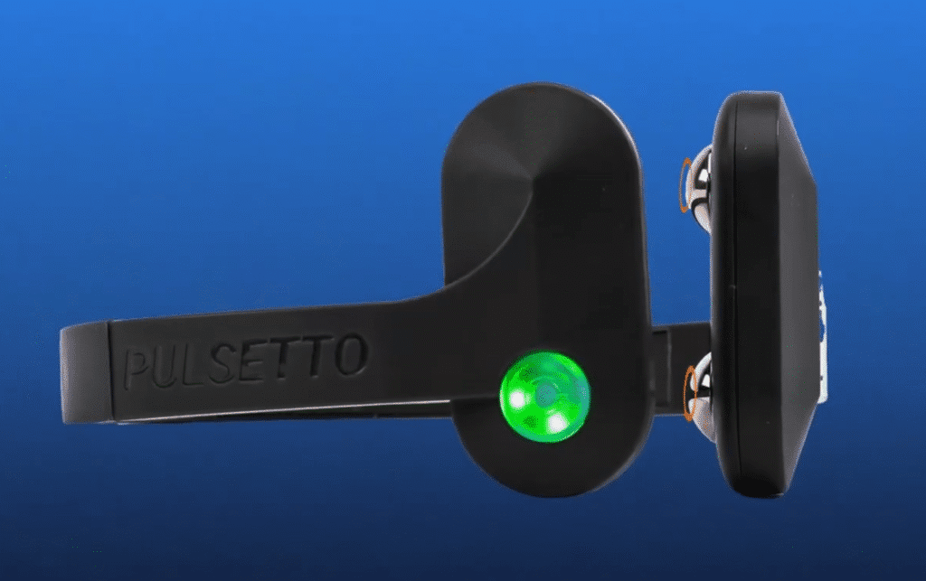 Pulsetto vagus nerve stimulator device with green light and electrodes