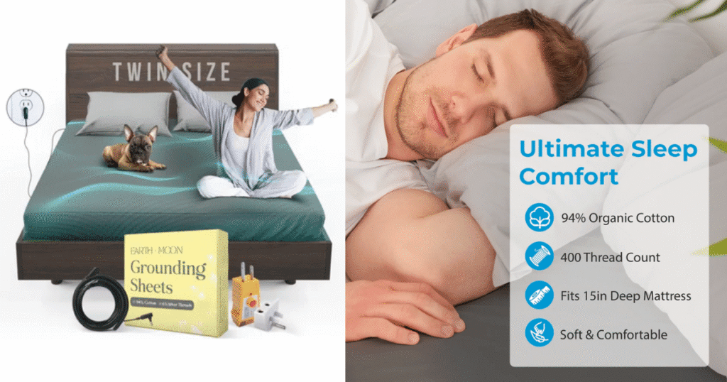 earth and moon grounding sheets set including cord, outlet tester, and safety adaptor