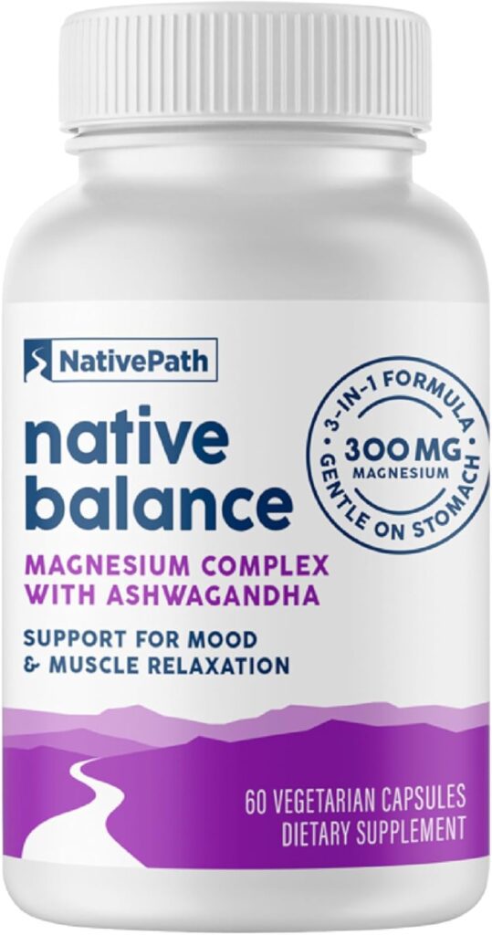 nativepath native balance magnesium complex with ashwagandha 300mg bottle