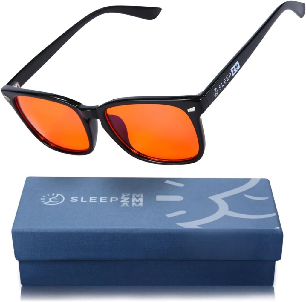sleep zm amber blue light blocking glasses for better sleep and eye relief