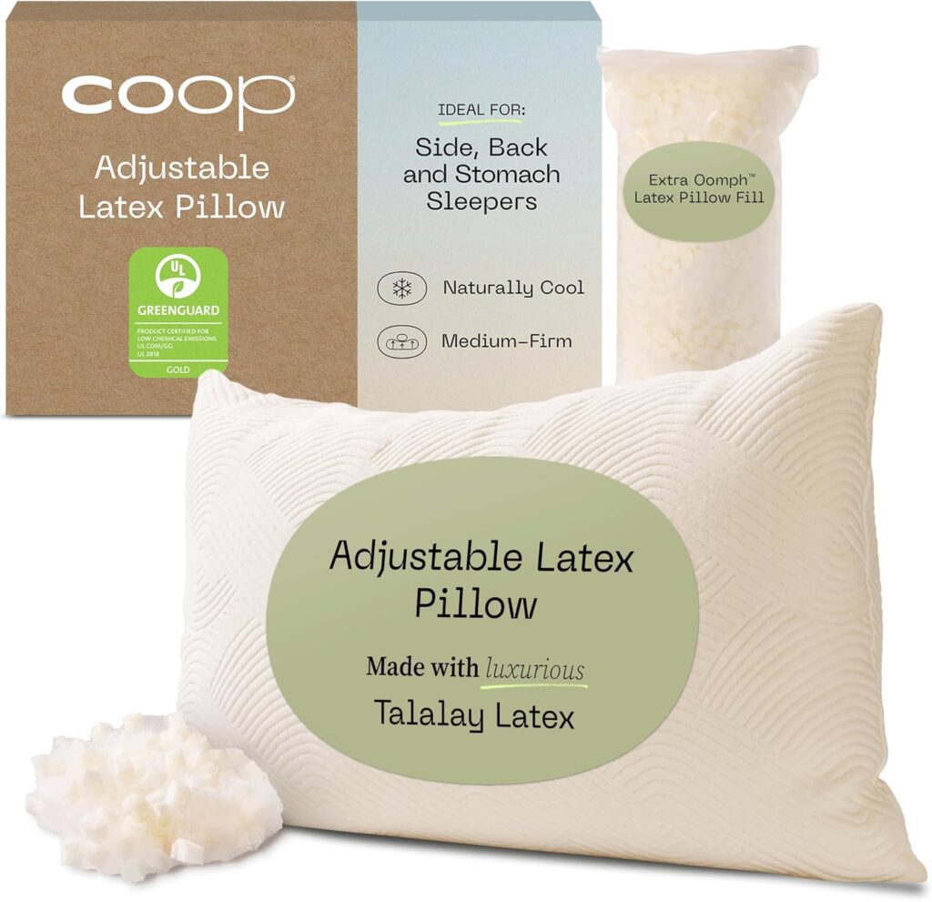 Coop Home Goods Adjustable Latex Pillow to help tension headache relief