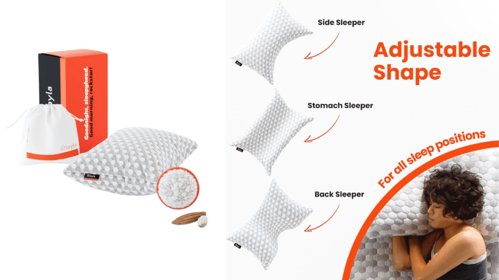 Layla Sleep Adjustable Fill Kapok Pillow for snoring
