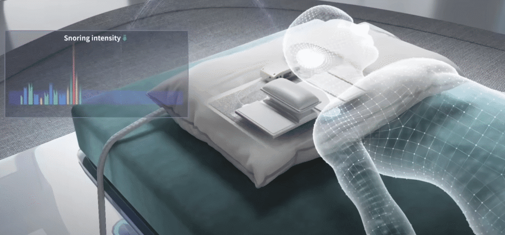 Diagram of how the Nitetronic Z6 Smart Anti-Snore Pillow Works