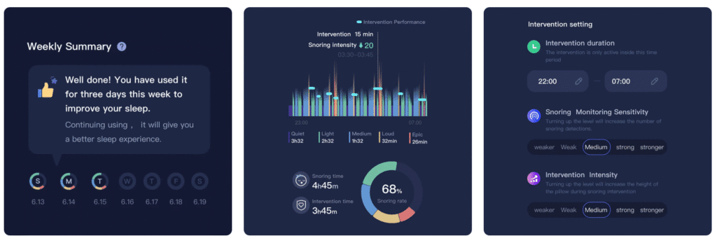 nitetronic Z6 Smart App Features for tracking sleep and snoring patterns