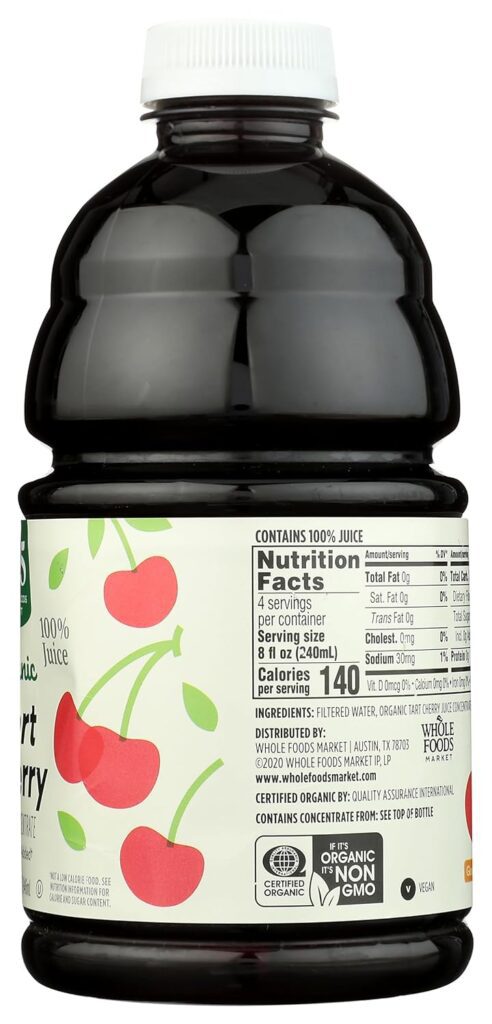 Bottle of organic tart cherry juice