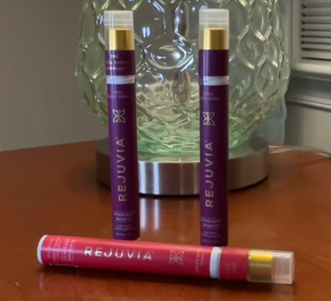 nightstand of rejuvia sleep sprays to help with falling asleep faster