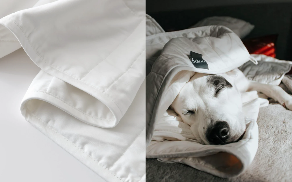 sleeping under a baloo weighted blanket