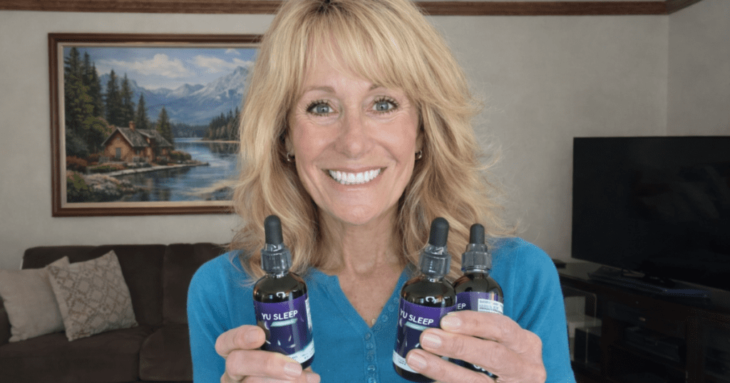 woman holding yu sleep supplement