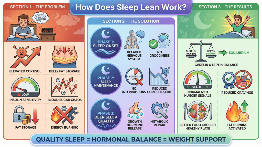 Infographic of how Sleep Lean supplement works