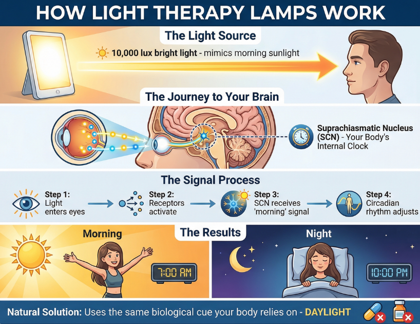 how circadian light therapy lamps work for Seasonal Affective Disorder (SAD) and shorter days