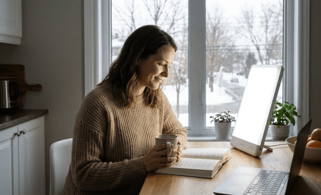 using a light therapy lamp during the winter months
