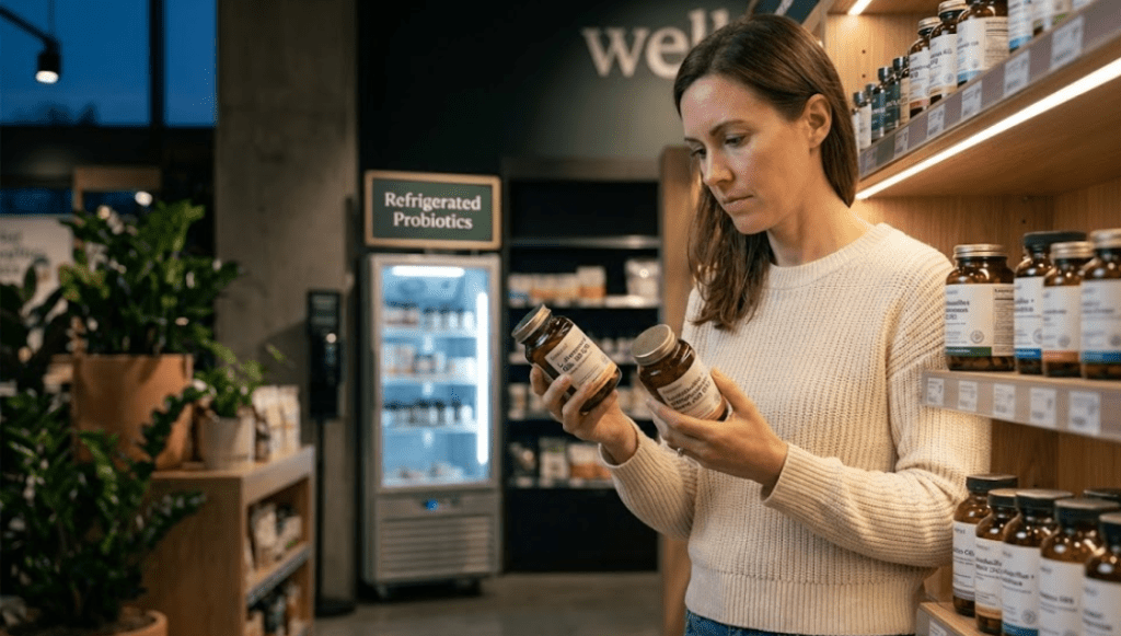 woman shopping for sleep probiotics